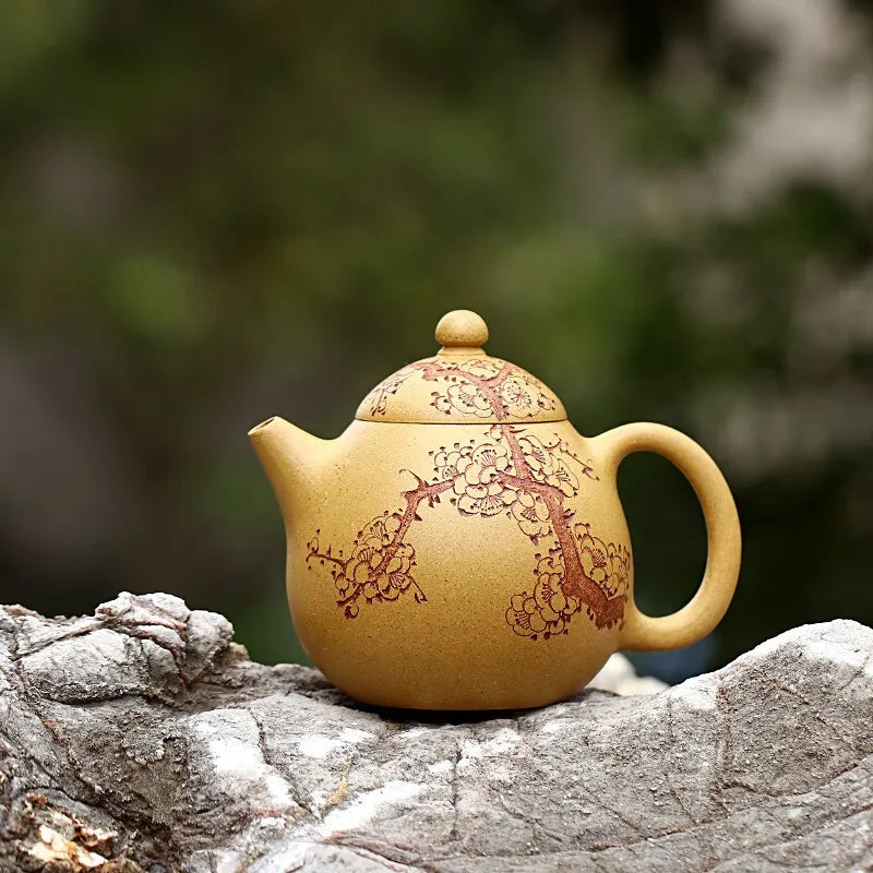 Zanghutianxia Yixing Purple Clay Pot Handmade Carved Purple Sand Tea Set Raw Ore Gold Segment Mud Teapot Dragon Egg Pot