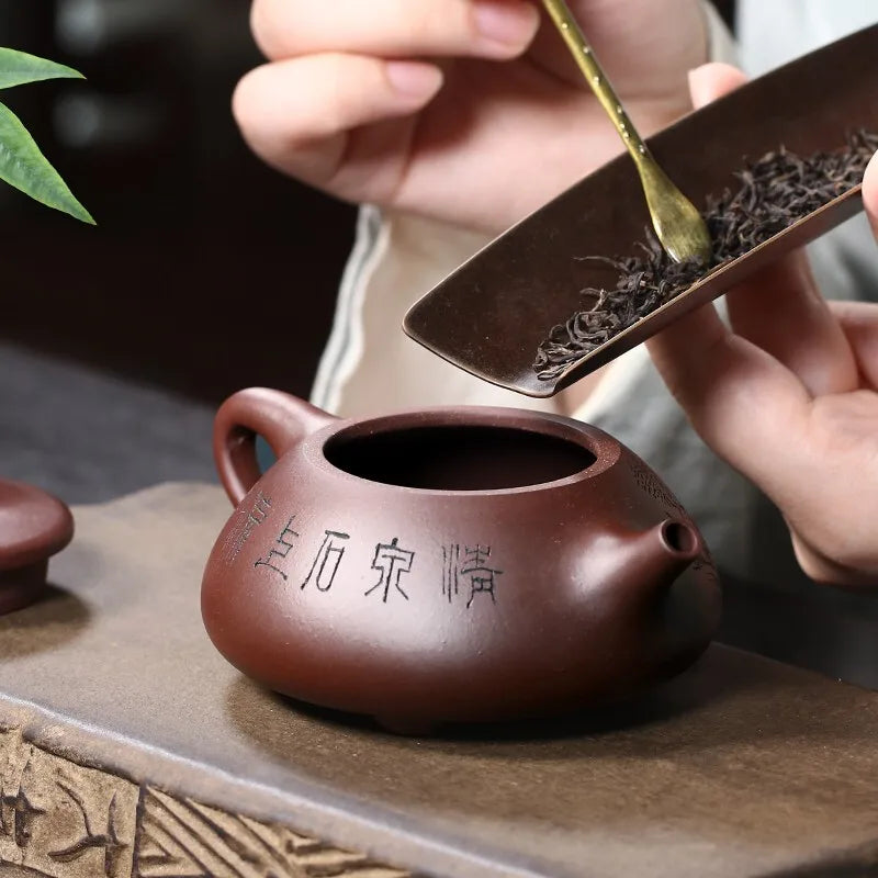 Zanghutianxia Yixing Purple Clay Pot Handmade Carving Kung Fu Teaware Single Pot Raw Ore Purple Clay Household Teapot Xishan Shi