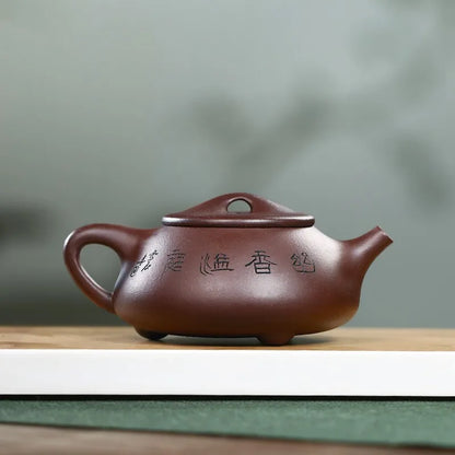 Zanghutianxia Yixing Purple Clay Pot Handmade Carving Kung Fu Teaware Single Pot Raw Ore Purple Clay Household Teapot Xishan Shi