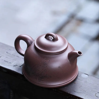 Zanghutianxia Yixing Purple Clay Pot Handmade Carving Kung Fu Teaware Single Pot Raw Ore Sky Blue Mash Handmade Teapot Runyuan P