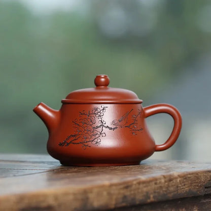 Zanghutianxia Yixing Purple Clay Pot Handmade Carving Sketch Kung Fu Teaware Single Pot Raw Ore Dahongpao Tea Teapot Xi on the E