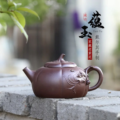 Zanghutianxia Yixing Purple Clay Pot Handmade Decals Purple Sand Tea Set Crude Ore Old Purple Clay Household Teapot Yunyu Pot Yu