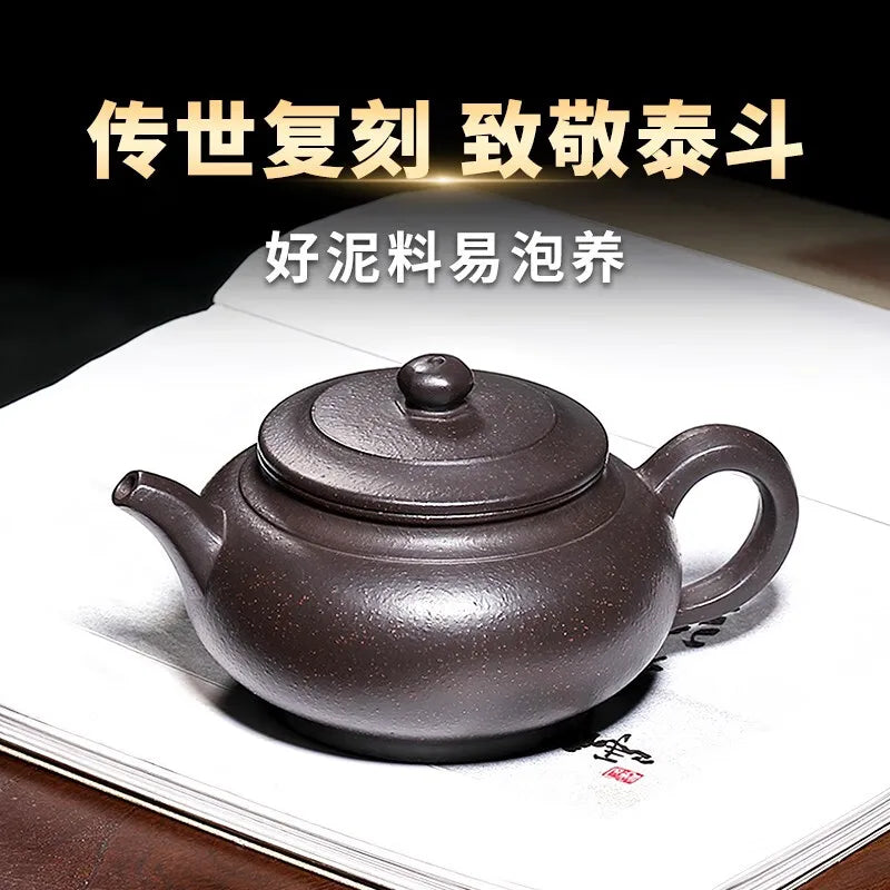 Zanghutianxia Yixing Purple Clay Pot Handmade Famous Teapot Kung Fu Household Tea Set Large Capacity Archaized Pot Hexagonal Ant