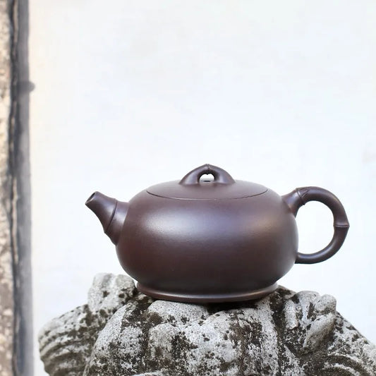 Zanghutianxia Yixing Purple Clay Pot Handmade Kung Fu Teaware Single Pot Raw Ore Purple Clay Household Bamboo Joint Teapot Bambo