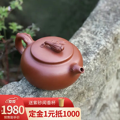 Zanghutianxia Yixing Purple Clay Pot Handmade Kung Fu Teaware Single Pot Raw Ore Trough Clear Household Teapot Buddha Hand Safe