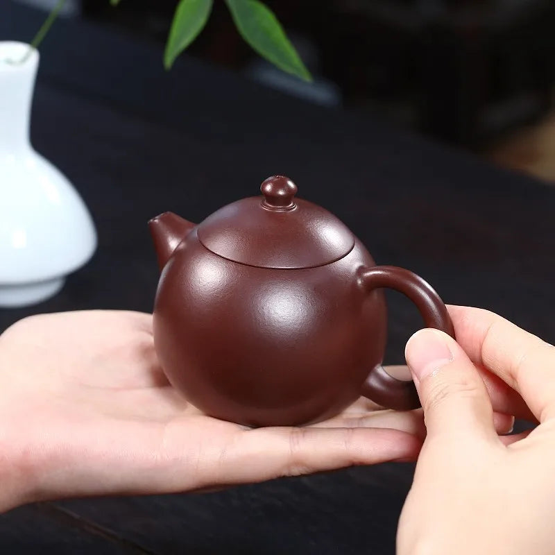 Zanghutianxia Yixing Purple Clay Pot Handmade Small Capacity Household Kung Fu Tea Set Raw Ore Purple Eggplant Mud for One Perso