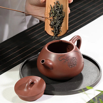 Zanghutianxia Yixing Purple Clay Pot Wearing Chengguang 9-Hole Handmade Teapot Home Collection Old Bottom Trough Bluestone Ladle