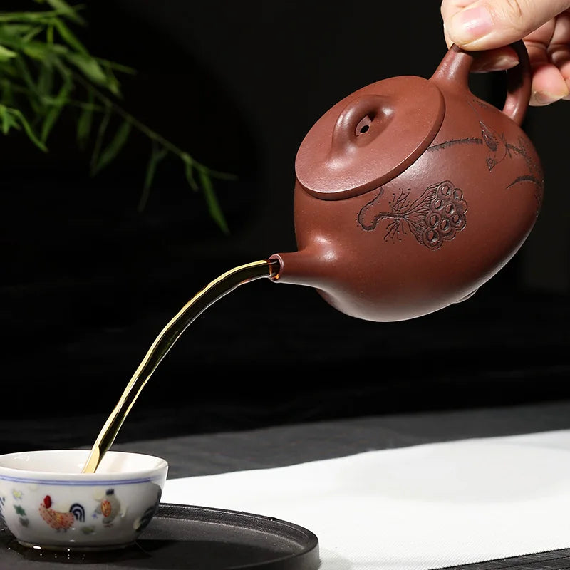 Zanghutianxia Yixing Purple Clay Pot Wearing Chengguang 9-Hole Handmade Teapot Home Collection Old Bottom Trough Bluestone Ladle