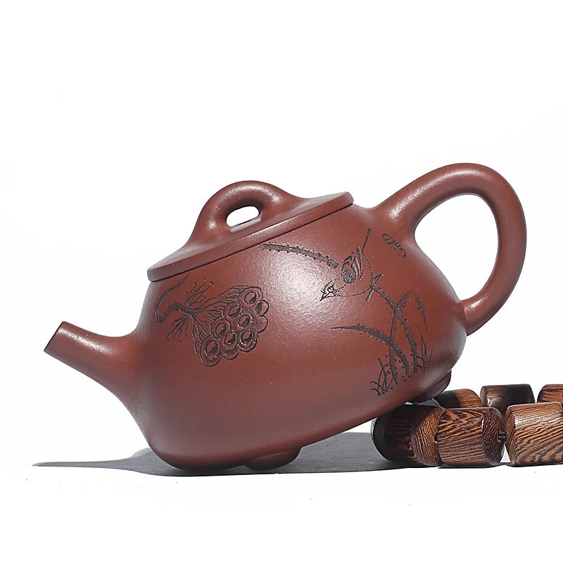 Zanghutianxia Yixing Purple Clay Pot Wearing Chengguang 9-Hole Handmade Teapot Home Collection Old Bottom Trough Bluestone Ladle