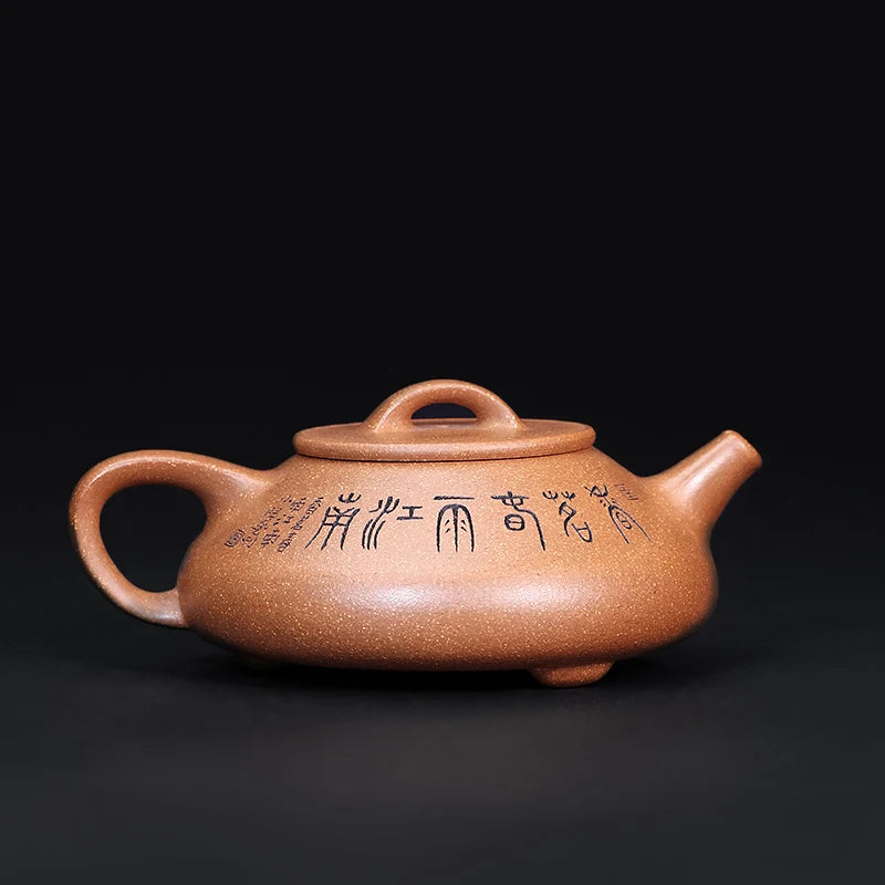 Zanghutianxia Yixing Purple Clay Teapot Handmade Carved Kung Fu Tea Set Raw Ore Cold Golden Handmade Teapot Eight Square Shipiao