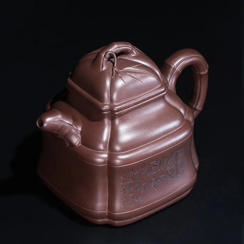 Zanghutianxia Yixing Purple Clay Teapot Handmade Carved Large Capacity High-End Collection Tea Set Raw Ore Purple Clay Teapot Sq