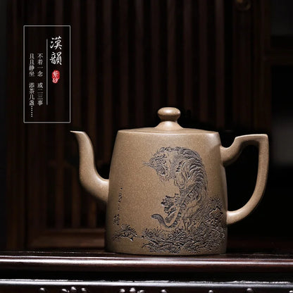 Zanghutianxia Yixing Purple Clay Teapot Handmade Famous Teapot Senior Worker Dell Its Early Rare Azure Sand Han Yun