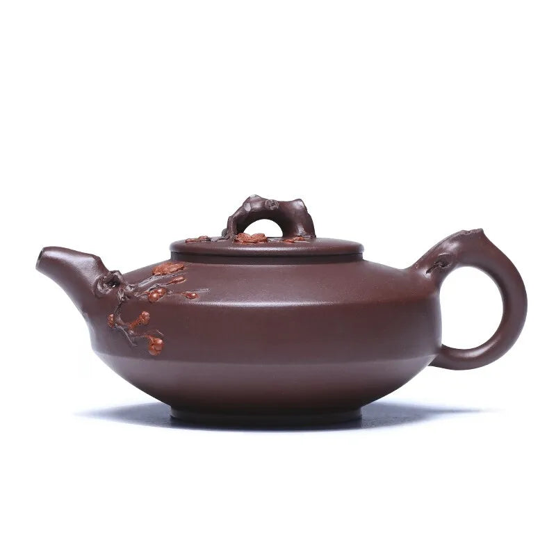 Zanghutianxia Yixing Purple Clay Teapot Handmade Kung Fu Tea Set Flower Ware Pine, Bamboo, Wintersweet Raw Ore Deep Well Purple