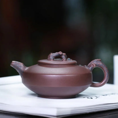 Zanghutianxia Yixing Purple Clay Teapot Handmade Kung Fu Tea Set Flower Ware Pine, Bamboo, Wintersweet Raw Ore Deep Well Purple