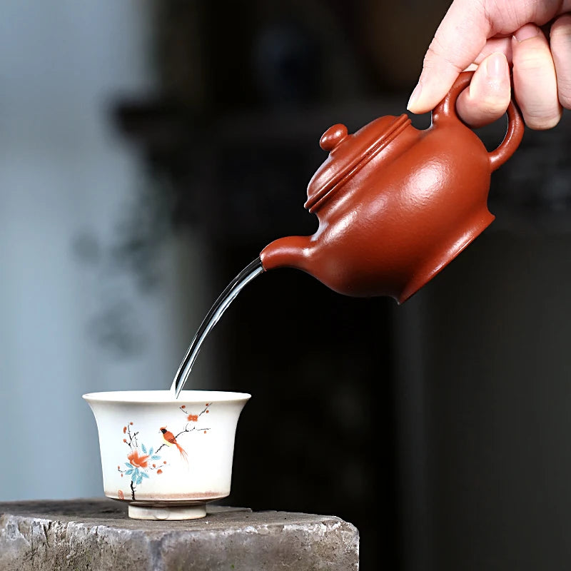 Zanghutianxia Yixing Purple Clay Teapot Handmade Kung Fu Tea Set Raw Ore Golden Yellow Cinnabar Sand Household Teapot Chopsticks