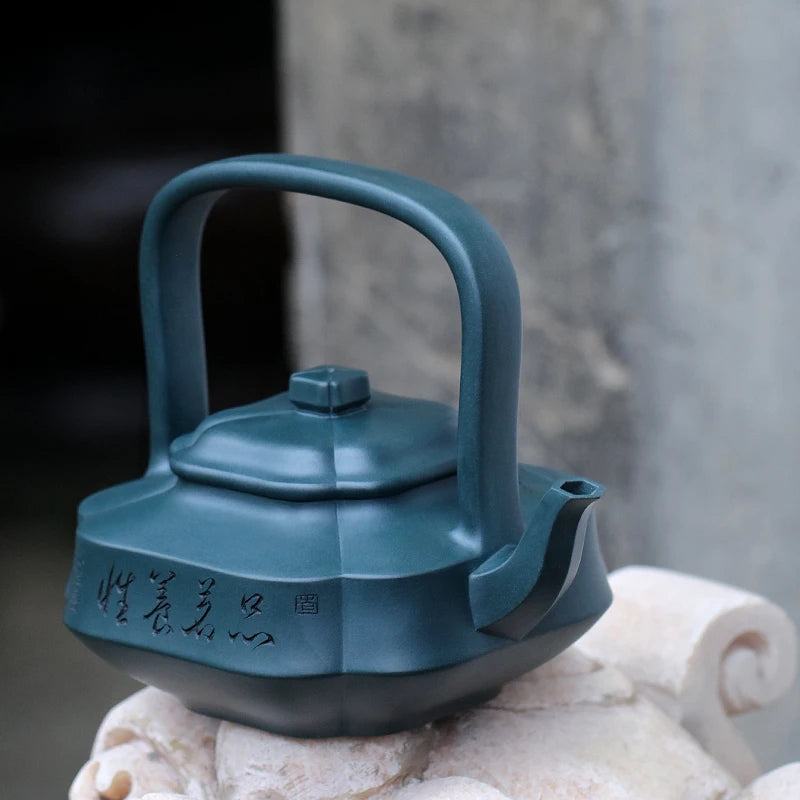 Zanghutianxia Yixing Purple Clay Teapot Handmade Purple Sand Tea Set Raw Ore Republic of China Green Clay Household Teapot Handm