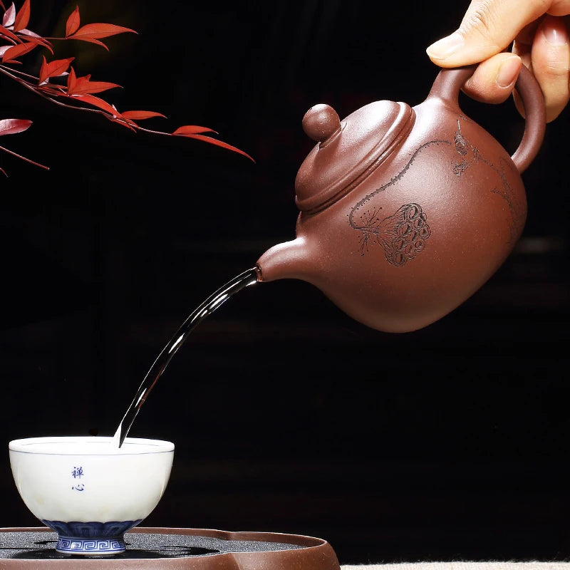 Zanghutianxia Yixing Purple Clay Teapot Handmade Tea Pot Tea Set Dai Chengguang Teacher 188 Holes Old Yixing Clay Qinglian Fragr