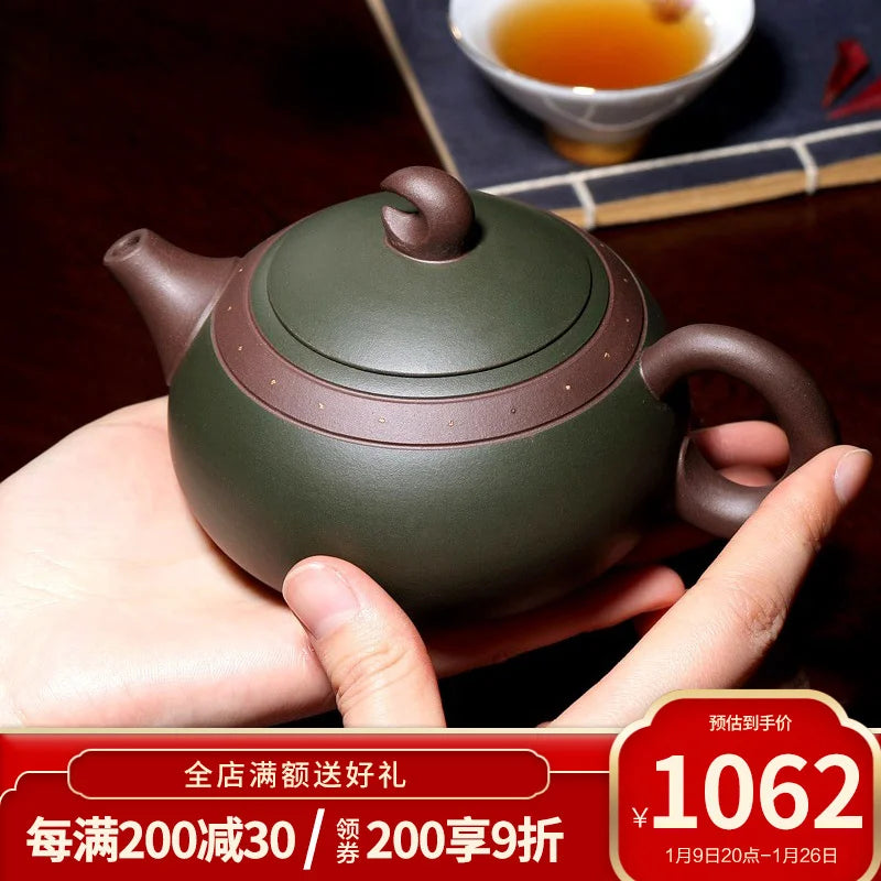 Zanghutianxia Yixing Purple Clay Teapot Handmade Teapot Tea Set Wearing Chengguang Boutique Green Mud/Purple Clay Xingyue