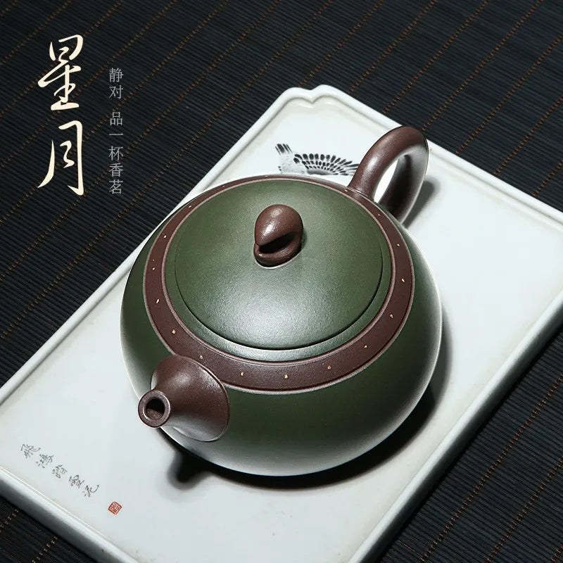 Zanghutianxia Yixing Purple Clay Teapot Handmade Teapot Tea Set Wearing Chengguang Boutique Green Mud/Purple Clay Xingyue