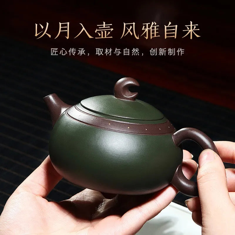 Zanghutianxia Yixing Purple Clay Teapot Handmade Teapot Tea Set Wearing Chengguang Boutique Green Mud/Purple Clay Xingyue