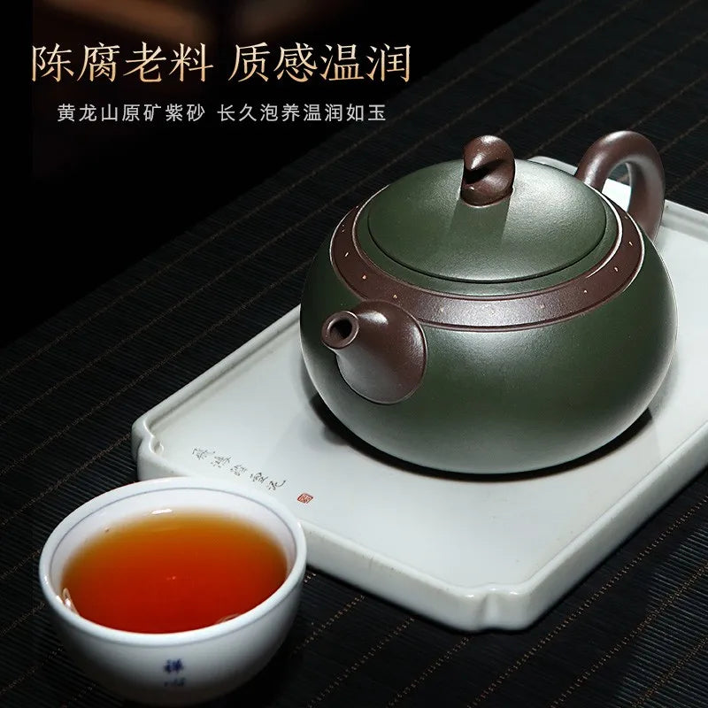 Zanghutianxia Yixing Purple Clay Teapot Handmade Teapot Tea Set Wearing Chengguang Boutique Green Mud/Purple Clay Xingyue