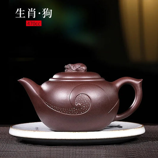 Zanghutianxia Yixing Purple Clay Teapot Pure Handmade Twelve Zodiac Teapot Raw Ore Purple Clay Tea Set