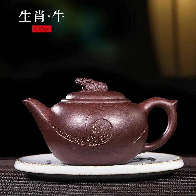 Zanghutianxia Yixing Purple Clay Teapot Pure Handmade Twelve Zodiac Teapot Raw Ore Purple Clay Tea Set