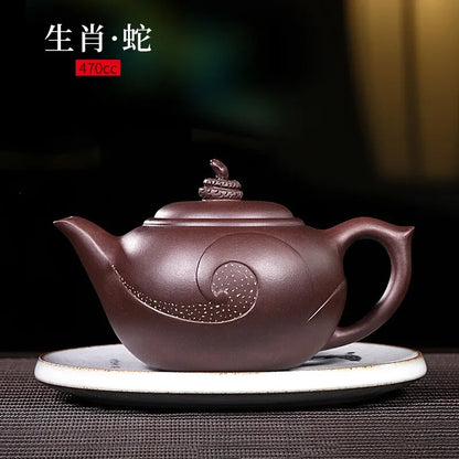 Zanghutianxia Yixing Purple Clay Teapot Pure Handmade Twelve Zodiac Teapot Raw Ore Purple Clay Tea Set