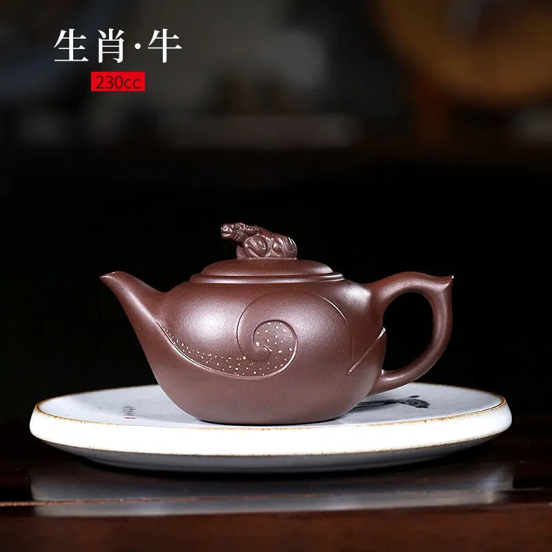 Zanghutianxia Yixing Purple Clay Teapot Pure Handmade Twelve Zodiac Teapot Raw Ore Purple Clay Tea Set