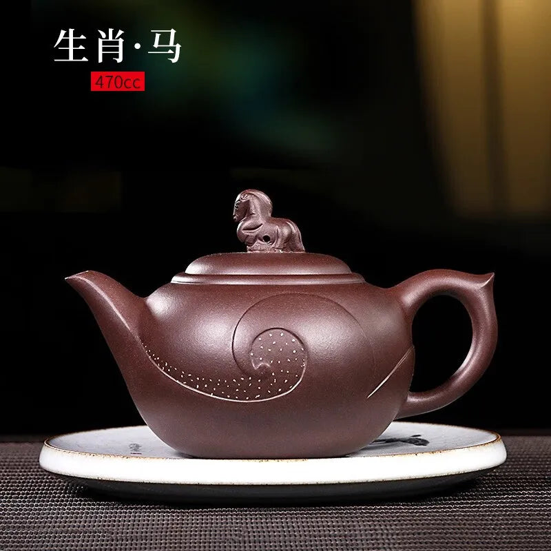 Zanghutianxia Yixing Purple Clay Teapot Pure Handmade Twelve Zodiac Teapot Raw Ore Purple Clay Tea Set