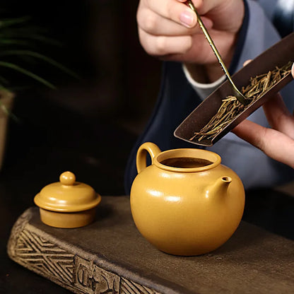 Zanghutianxia Yixing Purple Sand Pot Handmade Raw Ore Golden Yellow Segment Mud Household Teapot Handmade Purple Sand Teaware Si