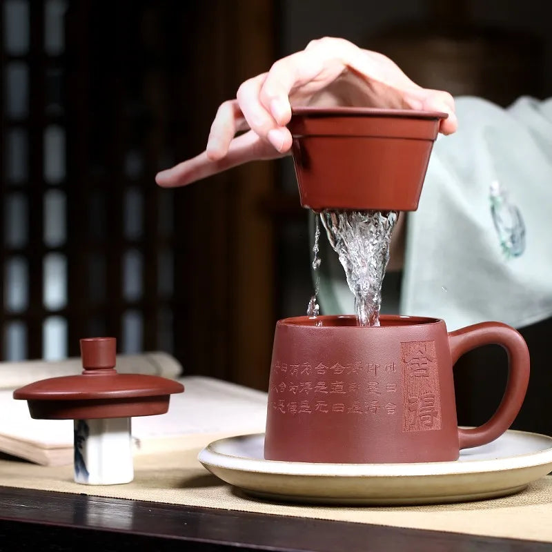Zanghutianxia Yixing Purple Sand Tea Set Tea Cup High-End Men's Boccaro Cup with Filter Kung Fu Tea Cup Master Cup Willing Cup