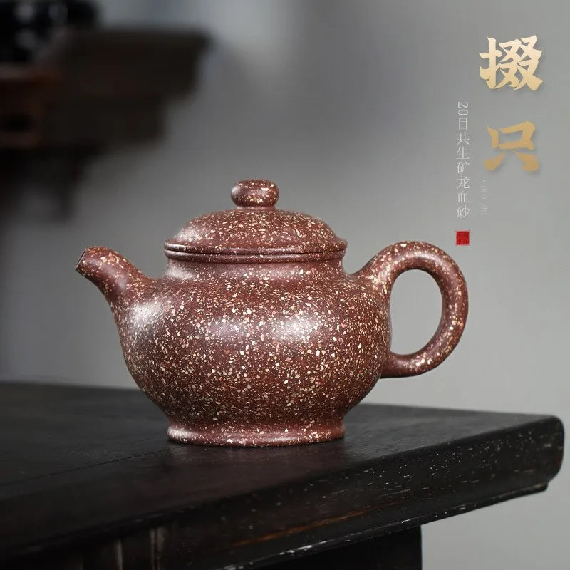 Zanghutianxia Yixing Purple Sand Teapot Handmade Purple Sand Tea Set 20 Mesh Co-Raw Ore Dragon Blood Sand Teapot Chopsticks Pot