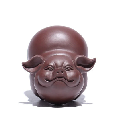 Zanghutianxia Yixing Raw Ore Purple Clay Lucky Pig Tea Ornaments Tea Table Decoration Five Blessings Tea Set Supportable Tea Cer