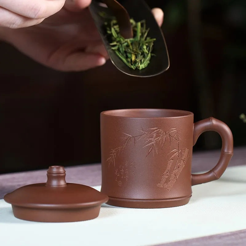 Zanghutianxia Yixing Zisha Cup Handmade Tea Cup with Lid Small Capacity Personal Dedicated Office Teaware Qingfeng Longyin Cup w