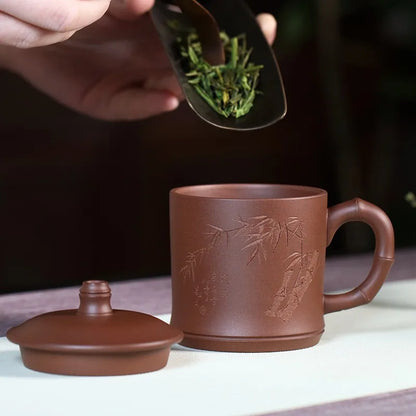Zanghutianxia Yixing Zisha Cup Handmade Tea Cup with Lid Small Capacity Personal Dedicated Office Teaware Qingfeng Longyin Cup w