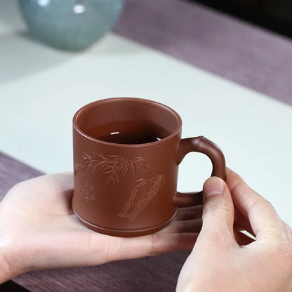 Zanghutianxia Yixing Zisha Cup Handmade Tea Cup with Lid Small Capacity Personal Dedicated Office Teaware Qingfeng Longyin Cup w