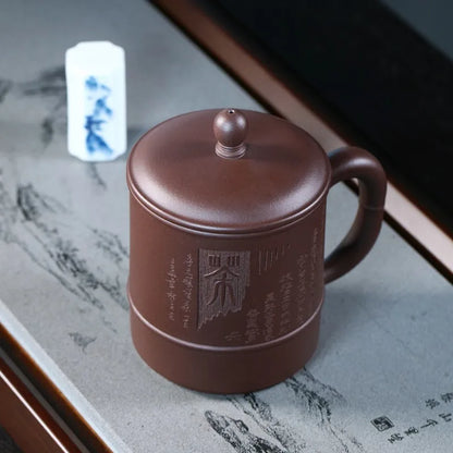 Zanghutianxia Yixing Zisha Cup Men's Tea Cup with Lid High-End Office Teaware Handmade Purple Clay Chenhuai Cup with Cover Chenh