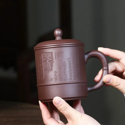 Zanghutianxia Yixing Zisha Cup Men's Tea Cup with Lid High-End Office Teaware Handmade Purple Clay Chenhuai Cup with Cover Chenh