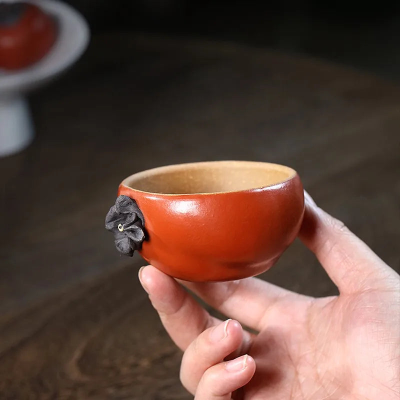 Zanghutianxia Yixing Zisha Cup Personal Dedicated Master Cup Handmade Tea Cup Segment Mud Smell Fragrance Tea Cup Bionic Persimm