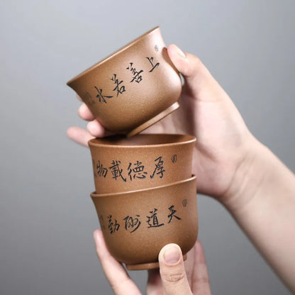 Zanghutianxia Yixing Zisha Cup Tea Cup Famous Carved High-Grade Raw Ore Master Cup Kung Fu Tea Teacup Set