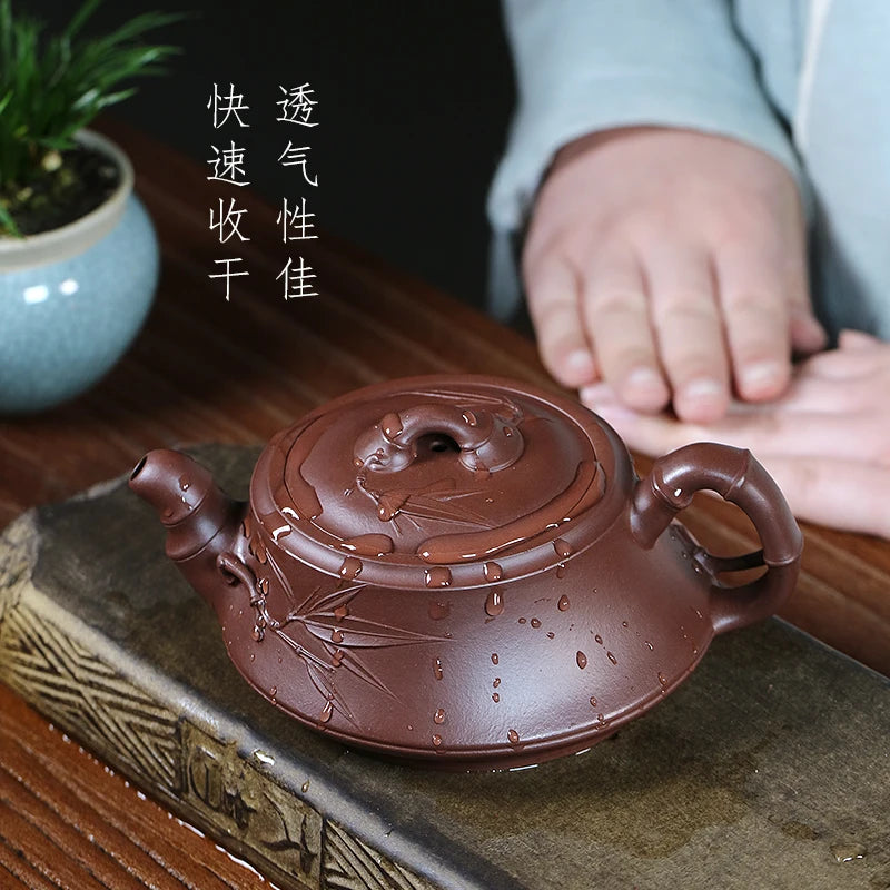 Zanghutianxia Yixing Zisha Teapot Famous Pure Handmade Kung Fu Tea Set Raw Ore Factory I Old Yixing Clay Teapot Bamboo Section P