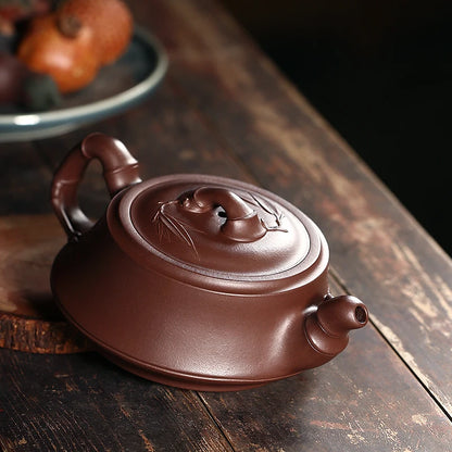 Zanghutianxia Yixing Zisha Teapot Famous Pure Handmade Kung Fu Tea Set Raw Ore Factory I Old Yixing Clay Teapot Bamboo Section P