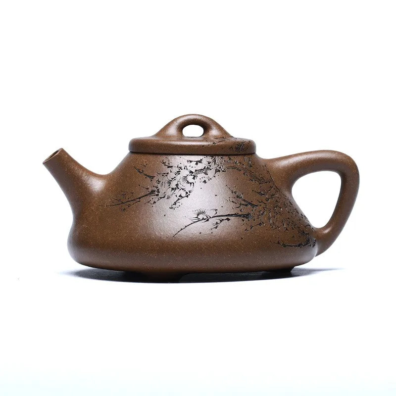 Zanghutianxia Yixing Zisha Teapot Famous Zhang Qian Hand-Carved Kung Fu Tea Set Handmade Teapot Raw Ore Old Section Clay Metallu