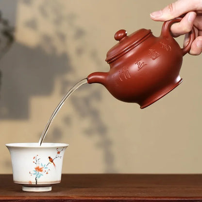 Zanghutianxia Yixing Zisha Teapot Hand-Carved Household Teapot Raw Ore Dahongpao Tea Zisha Tea Set