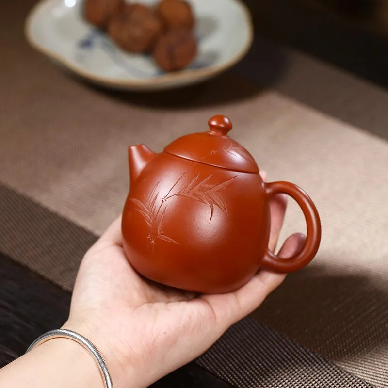 Zanghutianxia Yixing Zisha Teapot Hand-Carved Qingfeng Dragon Egg Single Teapot Raw Ore Dahongpao Tea Kung Fu Tea Set Household