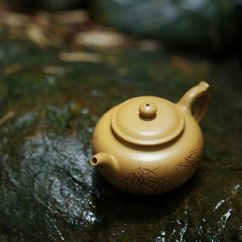 Zanghutianxia Yixing Zisha Teapot Handmade Carved High-Grade Teapot Raw Ore Gold Segment Mud Handmade Kung Fu Tea Set Tribute Be