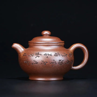 Zanghutianxia Yixing Zisha Teapot Handmade Carved Kung Fu Teaware Single Pot Raw Ore Keel Gold Sand Handmade Teapot