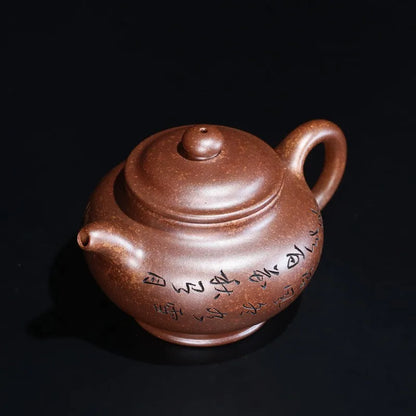 Zanghutianxia Yixing Zisha Teapot Handmade Carved Kung Fu Teaware Single Pot Raw Ore Keel Gold Sand Handmade Teapot