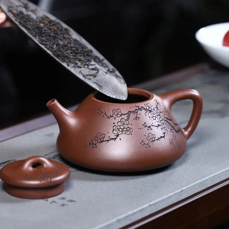 Zanghutianxia Yixing Zisha Teapot Handmade Carved Ziye Shipiao Teapot Raw Ore Purple Clay Zisha Tea Set Teapot Dark Fragrant Ziy